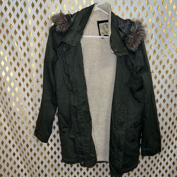 Ci Sono green coat for hooded Sherpa fluffy size L - Picture 1 of 5